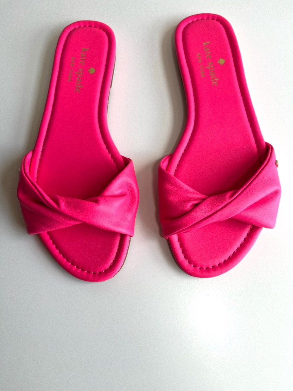 Kate Spade Miley Womens Sandals Size 7.5 Leather Slides Shoes Pink